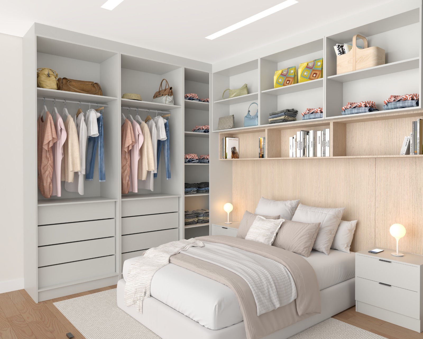 Quarto com módulos reconfiguráveis